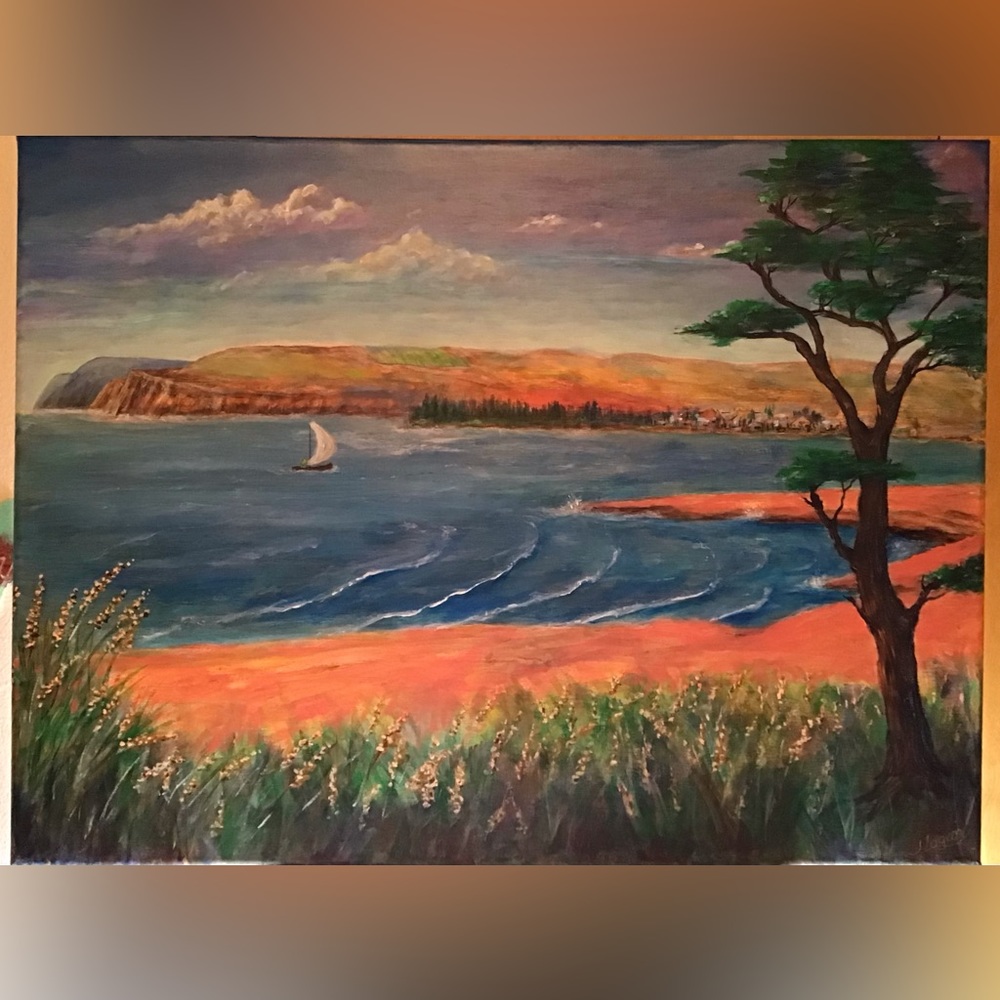 The Old Man by the Sea, an original acrylic.